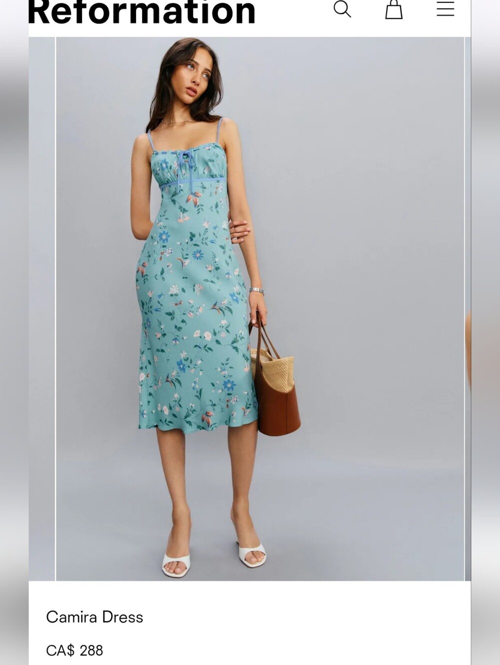Reformation Camira Blue Floral Dress Size 12 - Picture 5 of 5